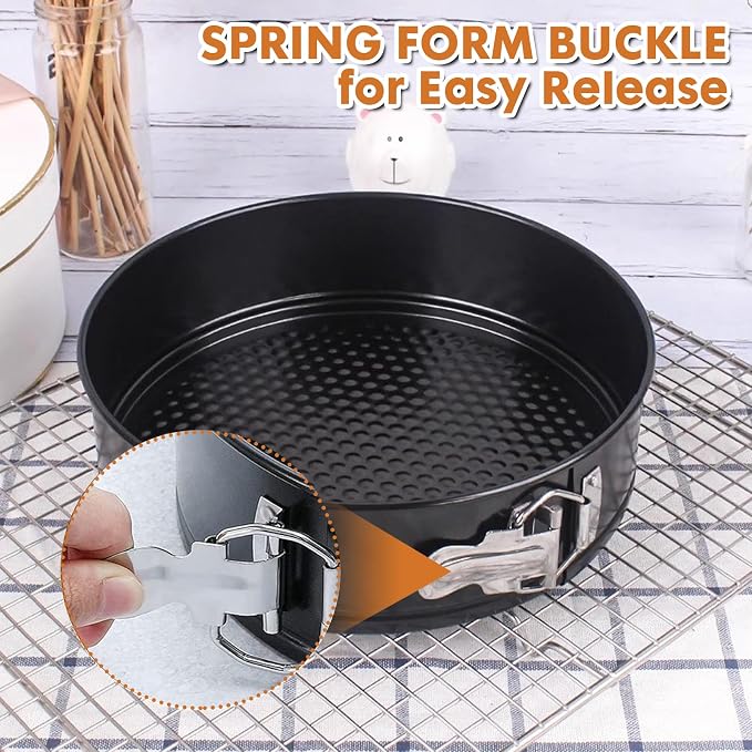 Springform Cake Pan Set, Non-stick 6pcs(7 8 8.5 9.5 10 11Inch) Cheesecake Pan Removable Bottom, Leakproof Round Spring Form Pans Cake Pans Sets for Baking, Included 2pcs Silicone Baking Gloves - Image 5