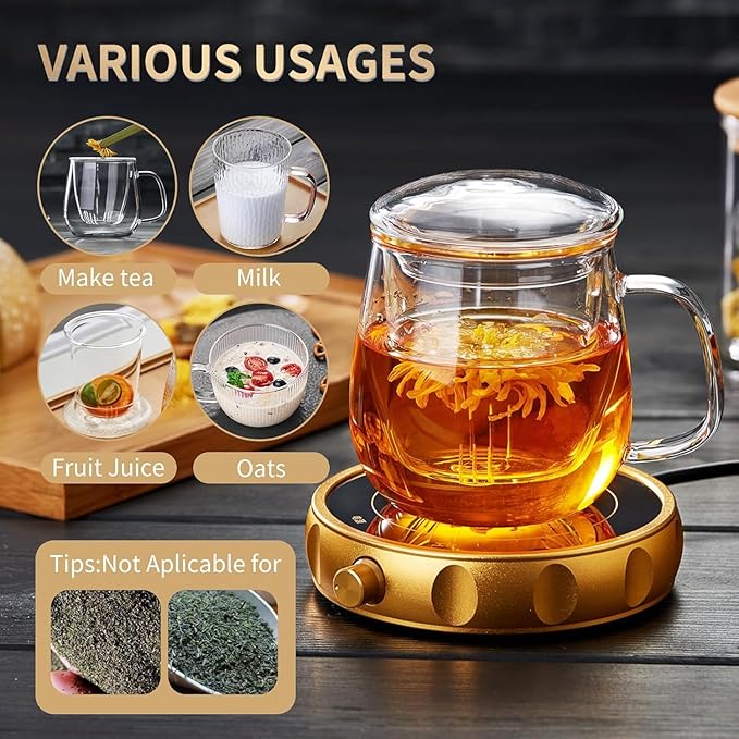 Large Glass Tea Cup, 34 oz Borosilicate Glass Tea Mug with Infuser and Lid, 1000ML Clear Tea Cups for Brewing Scented Tea and Tea Bag