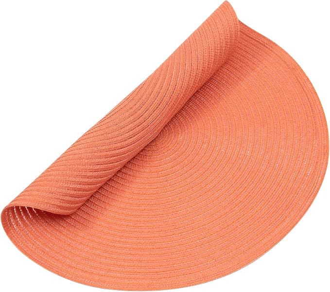 SHACOS Round Braided Placemats Set of 6 Washable Cotton Polyester Round Placemats for Kitchen Table 15 inch Round Table Mats (Coral, 6) - Image 5