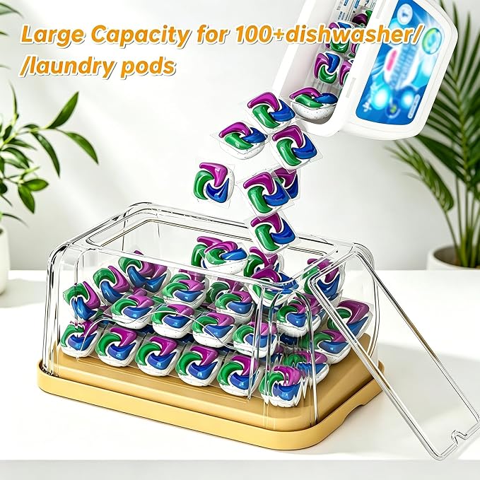 2-in-1 Trash Bag Dispenser & Laundry/Dishwasher Pods Container, Clear Acrylic Garbage Bag Holder with Removable Lids, Under Sink Organizer Kitchen Pantry Storage Box - Image 4