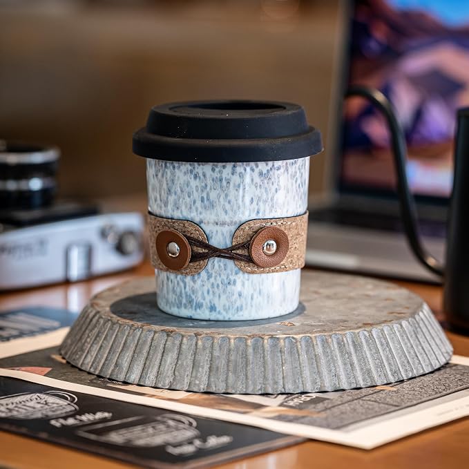 Coffee Mug with Lid, Reusable Coffee Cups for Travel, Spill Proof | Camping Tumbler | Ceramic Microwave and Dishwasher Safe | 8.5oz for Tea, Latte, Espresso | for Car, Home, Office - Image 6