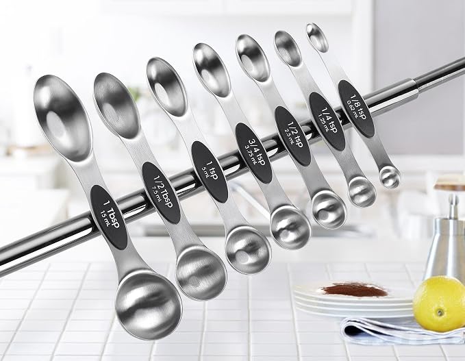 Spring Chef Magnetic Measuring Cups & Spoons Set of 15, Patented, Black | Stackable Stainless Steel Measuring Cups & Heavy Duty Metal Measuring Spoons with Levelers for Dry & Liquid Ingredients - Image 8