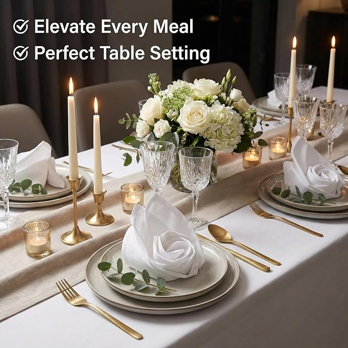 Urban Villa Cloth Napkins White Dinner 100% Cotton 18x18 Inches (Set of 12) - Image 2