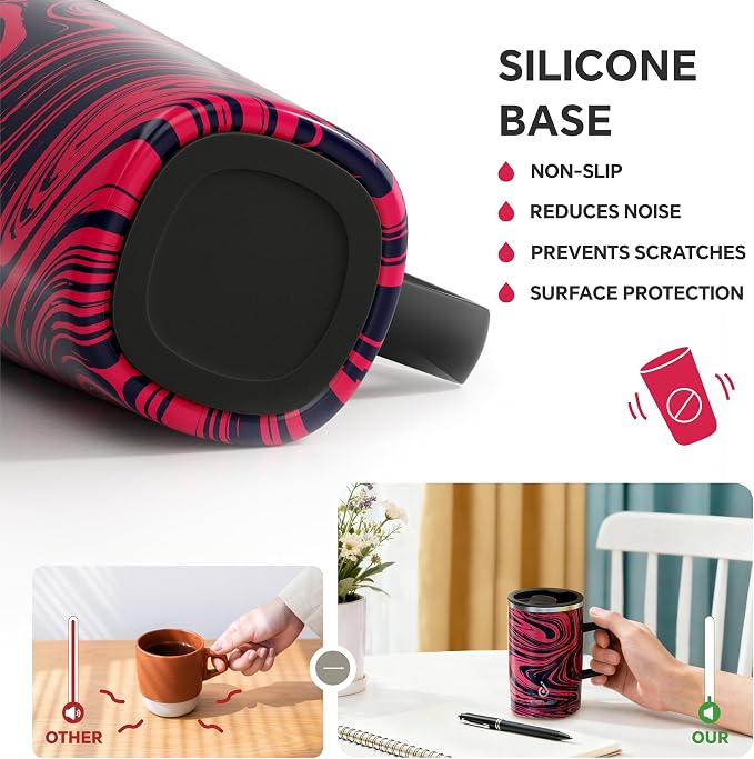 Ideus 16 oz Insulated Stainless Steel Coffee Mug with Lid, Red Zebra | Perfect for home, office, or daily use| Easy to clean wide mouth| Sweat-proof| On the go - Image 5