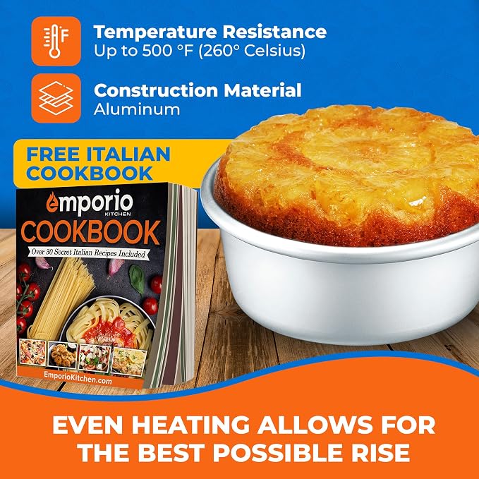 Emporio Kitchen Baking Pan - Anodized Aluminum Round Cheesecake Pan 4’', Pressure Cooker and Air Fryer Compatible, Recipe Booklet Included, PFAS, CFC, PTFE, or PFOA Free, Oven Safe (Up To 500° F) - Image 3
