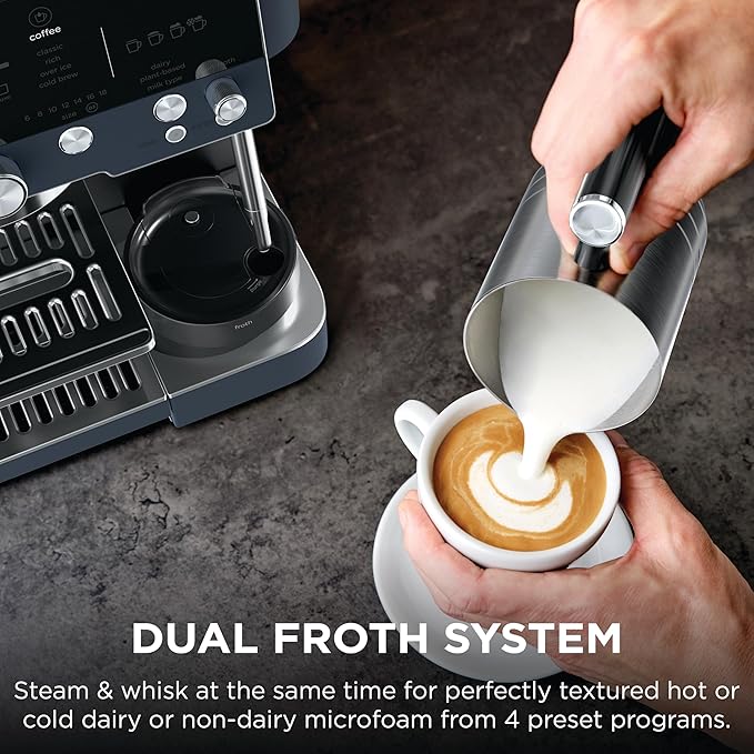 Ninja Luxe Café Premier Espresso & Rapid Cold Brew, Cyberspace, ES601CY | Drip Coffee, Built-in Coffee Grinder, Hands-Free Milk Frother, Assisted Tamper for Cappuccinos & Lattes - Image 6