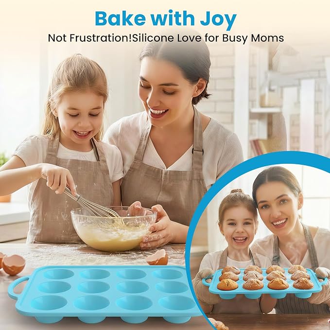 2Pack Silicone Muffin Pan for Baking - Cupcake Pans with Metal Frame - Image 7