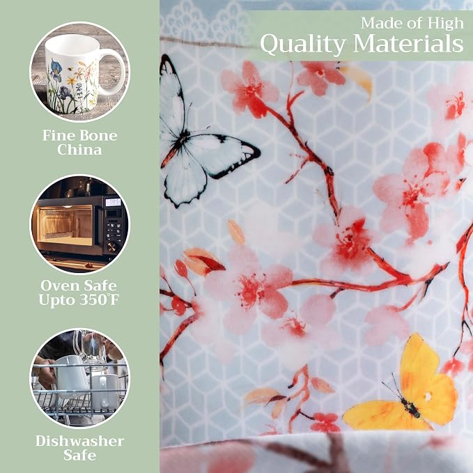 Maison d' Hermine Coffee Mug with Handles Tea Cups (12 Ounce, Pack of 1) | Fine Bone China Coffee Mugs for Hot Beverages Cappuccino Latte Home Restaurant Spring Summer -Blossoms in Spring - Sakura - Image 3