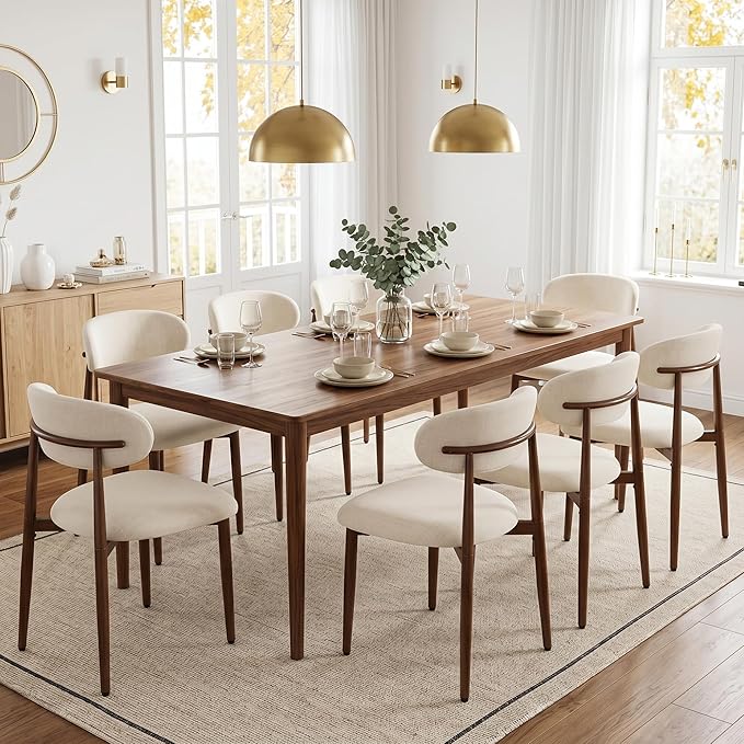 UVV Dining Chairs Set of 8, Metal Kitchen Chairs with Modern Fabric Upholstered for Dining Room, Beige by UVVLivetheQualityLife