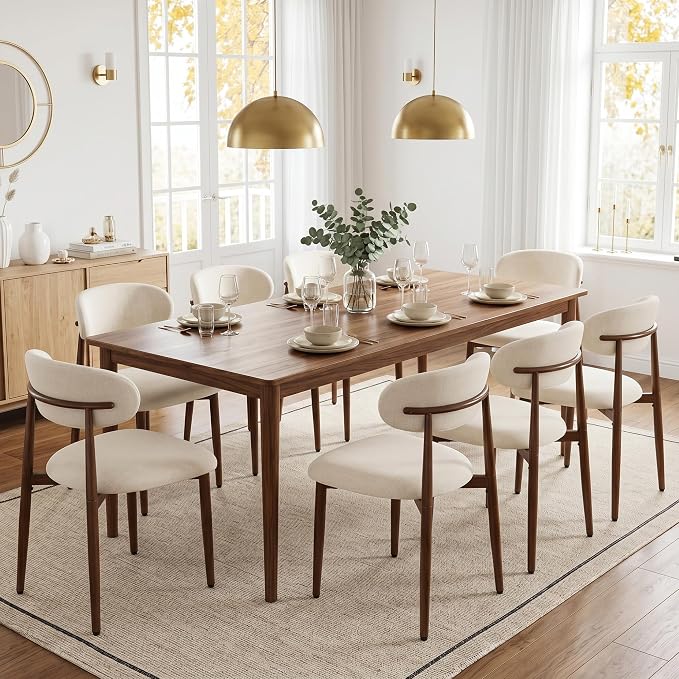 UVV Dining Chairs Set of 6, Metal Kitchen Chairs with Modern Fabric Upholstered for Dining Room, Beige - Image 5