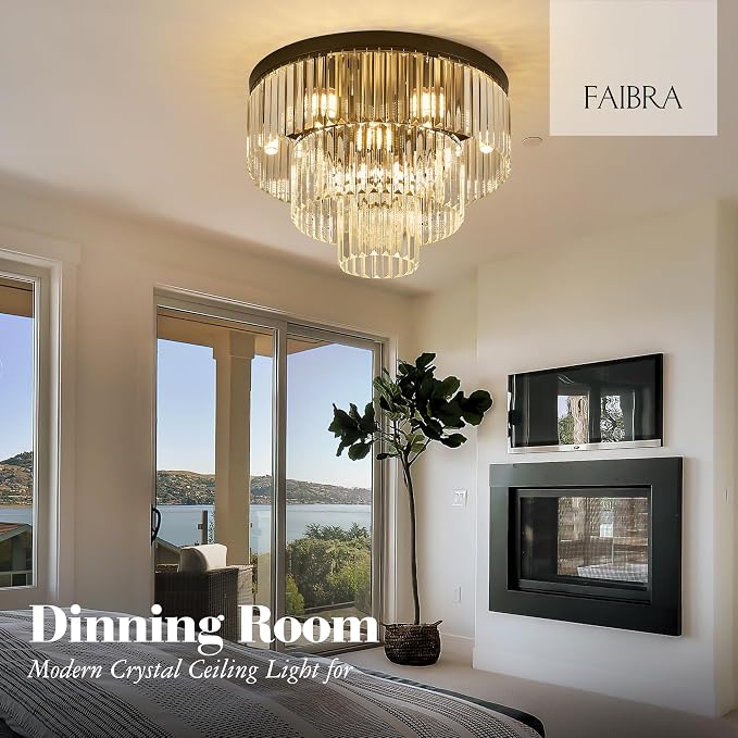 21.65" Black Crystal Ceiling Light 10-Light Modern Crystal Ceiling Light Fixture 3-Tier Luxury K9 Crystal Ceiling Light,for Dining Room Kitchen Island Living Room Bedroom - Image 3