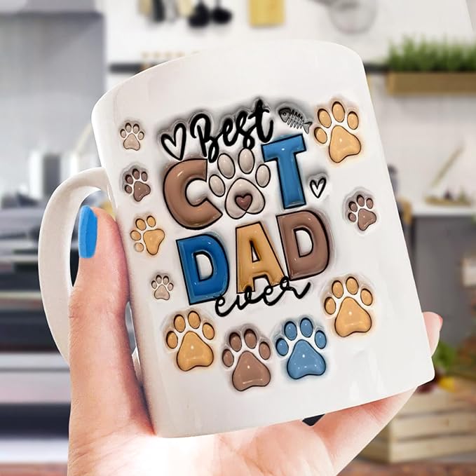LOVELYPOD Custom Best Cat Dad Mug with Cats Names, Father's Day Gifts for Cat Dad, Personalized Cats Mugs, Father's Day Mug - Image 2