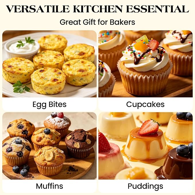 2 Pcs Mini Muffin Pans with Metal Reinforced Frame, 24 Cups Nonstick Silicone Cupcake Tray for Baking, Food Grade Small Muffin Molds with Handles (Cream) | 24 Cups Nonstick Silicone Cupcake Tray for Baking, Food Grade Small Muffin Molds with Handles (C... - Image 9