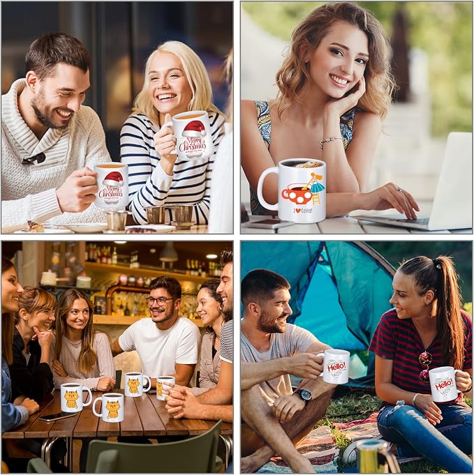 Sublimation Mugs, 12Pcs Coffee Mugs Blank White Ceramic Coffee Mug Set Sublimation Cups 11 oz Christmas Coffee Mug for Hot Chocolate Latte Tea Milk DIY Products - Image 6