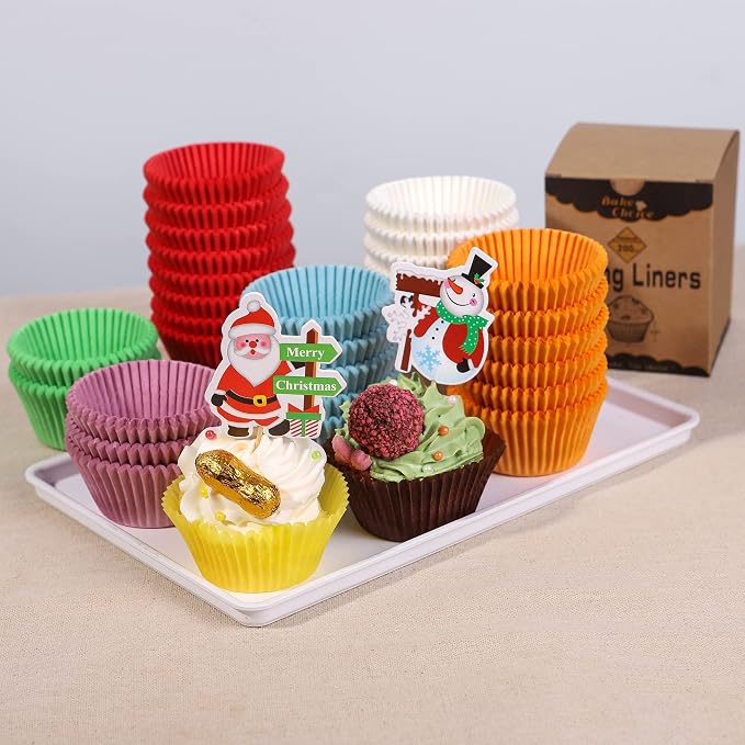Bake Choice 200pcs Standard Cupcake Liners for Baking, Brown Muffin Liners | Food-grade cupcake wrappers, greaseproof parchment paper for Christmas decorations - Image 5