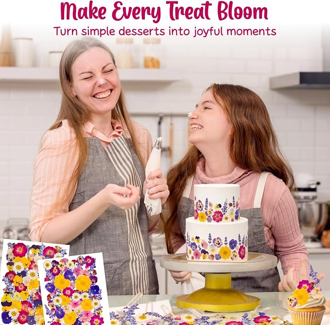 70-Piece Edible Pressed Flowers, 11-Kind Cake Topper and Cocktail Mix | Food-grade Flowers, viola, rose, lavender, calendula and daisy for cocktails, desserts, garnishes and crafts. - Image 2