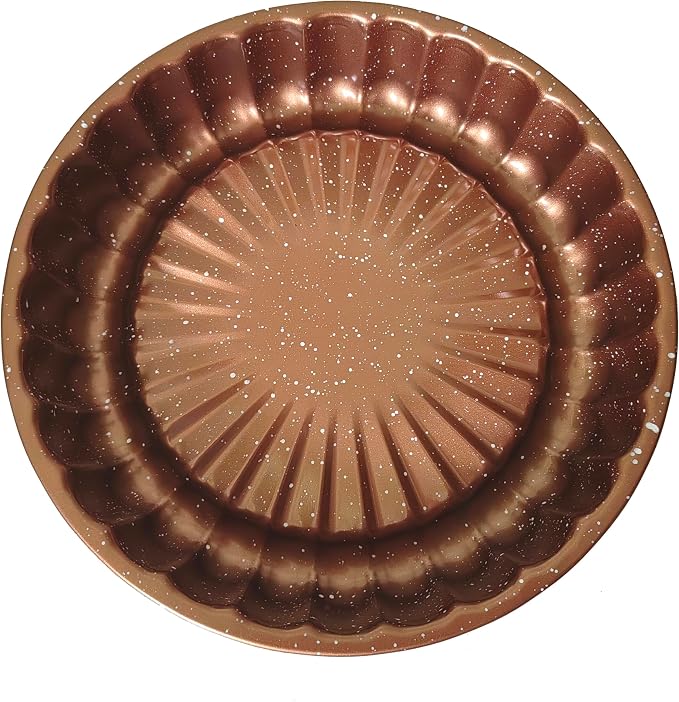 Nonstick Charlotte Cake Mold, 10 Inch Flower Shape Round Baking Pan | Carbon Steel Fluted Cake Tray, Decoration 3D for Jello, Pound Cakes - Coffee Gold, 1PC - Image 6