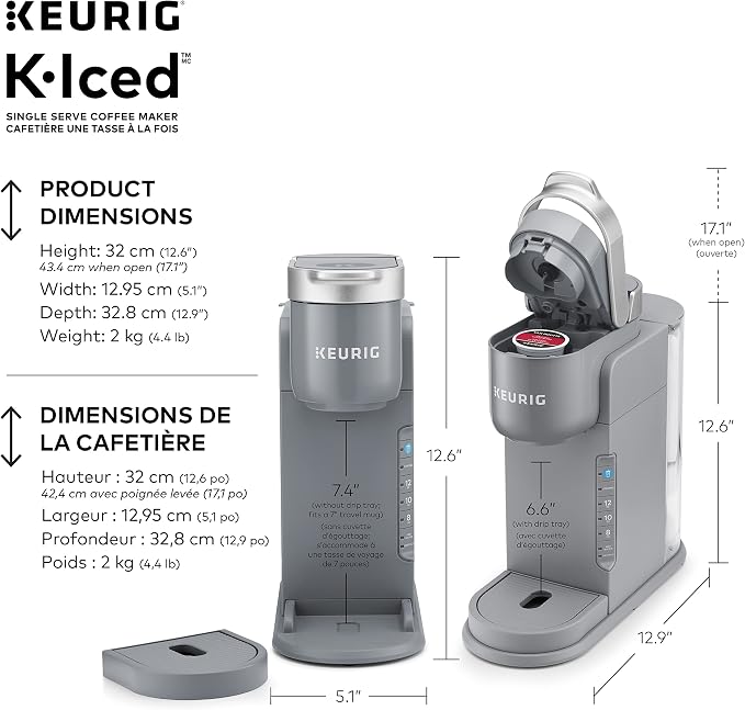 K-Iced Single Serve Coffee Maker - Grey - Image 7