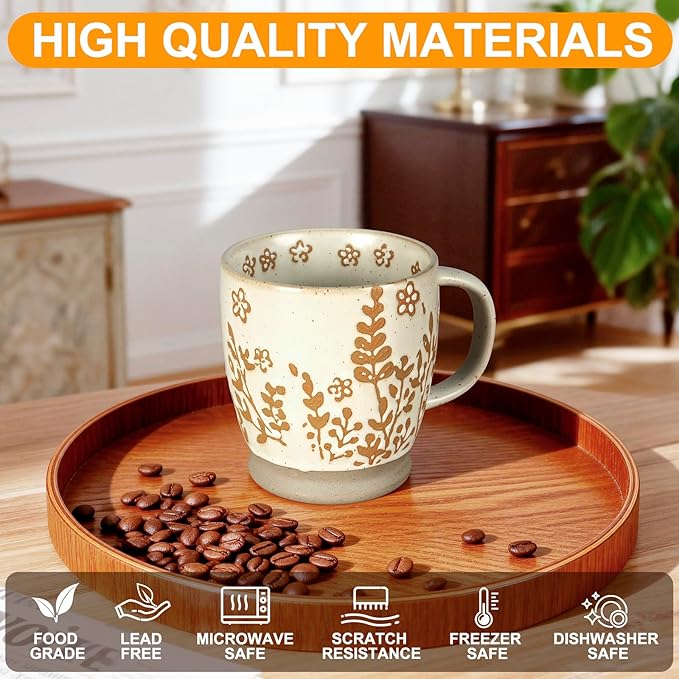 18oz Coffee Mug Gift for Women Mom Her - Rustic Handmade Coffee Cup | Microwave & dishwasher safe. Mug for latte, cocoa, tea, milk, milkshake. Home office essential. Great gift for mom or her - Image 3