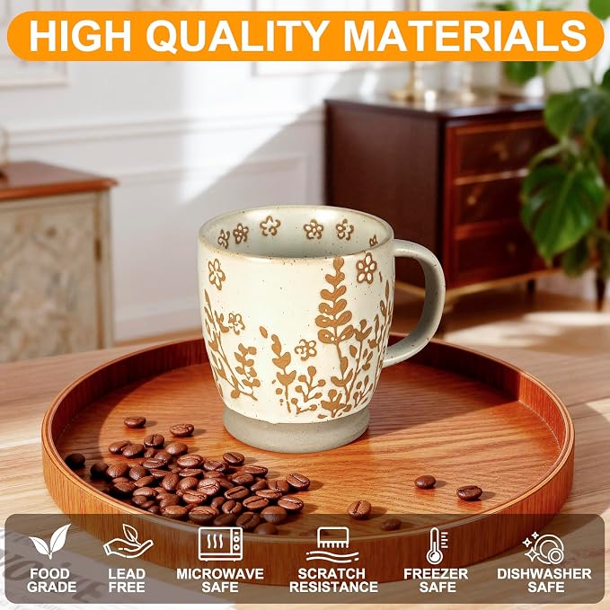 18oz Coffee Mug Gift for Women Mom Her - Rustic Handmade Coffee Cup | Microwave & dishwasher safe. Mug for latte, cocoa, tea, milk, milkshake. Home office essential. Great gift for mom or her - Image 3