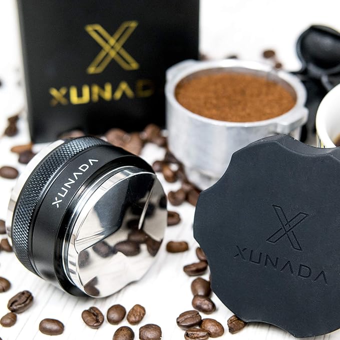 X XUNADA 53.3mm Coffee Distributor & Tamper, Works with all 54mm Portafilters, Espresso Hand Tampers, 2-in-1 Adjustable Espresso Distribution Leveler & Tamping Tool