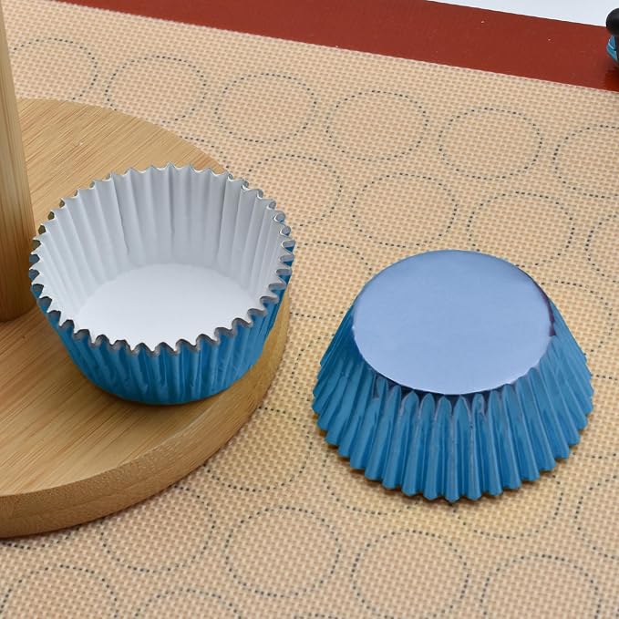 200 Pcs Blue Foil Cupcake Liners Standard Baking Cups Muffin Paper Cases | Food-grade, Greaseproof & Sturdy Parchment, Cupcake Wrapper for Party, Christmas, Gift - Image 5