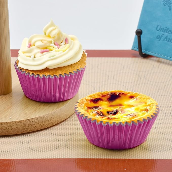 200 Pcs Pink Foil Cupcake Liners Standard Baking Cups Muffin Paper Cases | Food-grade, Greaseproof & Sturdy Parchment, Cupcake Wrapper for Party, Christmas, Gift - Image 3