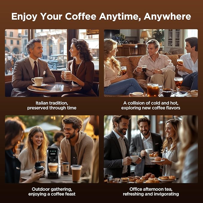 Warriors1 4-in-1 Coffee Maker & Espresso Machine for Pods & Ground, 20 Bar | Fits K Cup/Nespresso/Dolce Gusto Pods/Ground, 3 Cup Sizes & Custom Vol/Temp, 5.3" W for Kitchen/Office/Dorm, Durable PA66+GF - Image 8