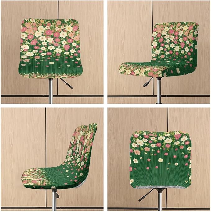Colorful Floral Green Bar Chair Seat Covers for Dining Room Decorative Covers Set of 2 Soft Barstool Chair Seat Cushion Slipcovers - Image 6