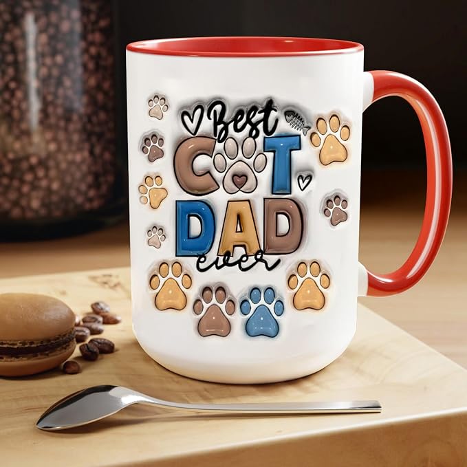 LOVELYPOD Custom Best Cat Dad Mug with Cats Names, Father's Day Gifts for Cat Dad, Personalized Cats Mugs, Father's Day Mug - Image 3