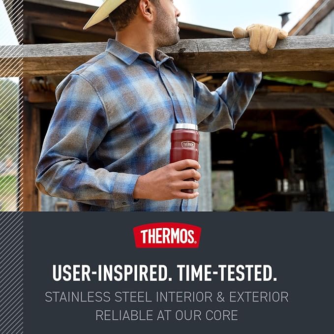 THERMOS Stainless King Vacuum-Insulated Stainless Steel Tumbler - 16oz, Rustic Red - Insulated Coffee Tumbler for Hot & Cold Drinks - Leak-Proof & Sweat-Proof for Commuting & Traveling - Image 5