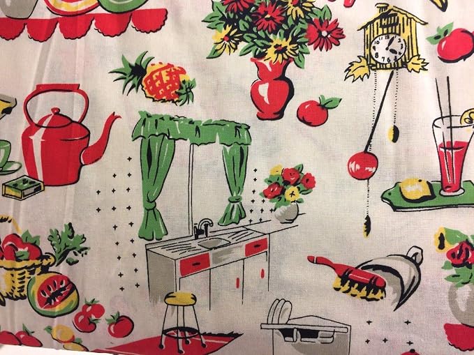 Vintage Kitchen Valance Topper Window Curtain Treatment 42W x 14L, 100% Cotton, Rod Pocket - Image 6