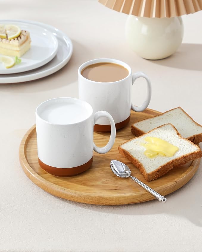 MALACASA 16oz Ceramic Coffee Mugs Set of 4, Stackable Coffee Cups with Straight-Sided Design, Mugs for Coffee, Latte, Tea, Hot Chocolate, Cappuccino and Cocoa, Microwave & Dishwasher Safe, Khaki White - Image 7