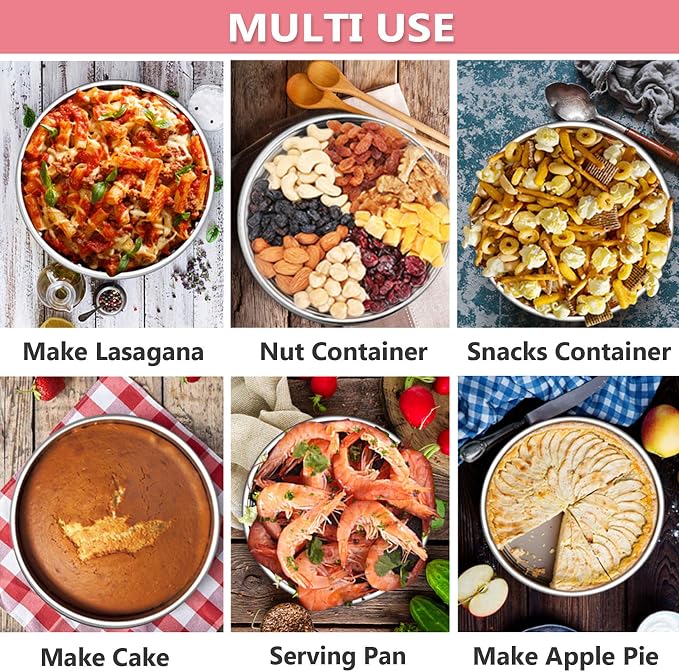 P&P CHEF Cake Pan Set of 3, 4" + 6" + 8" Round Baking Layer Cake Pan Tin | Stainless Steel & Mirror Finish, Bakeware for Birthday Weeding Anniversary, Heavy Duty & Non Toxic, Oven & Dishwasher Safe - Image 7