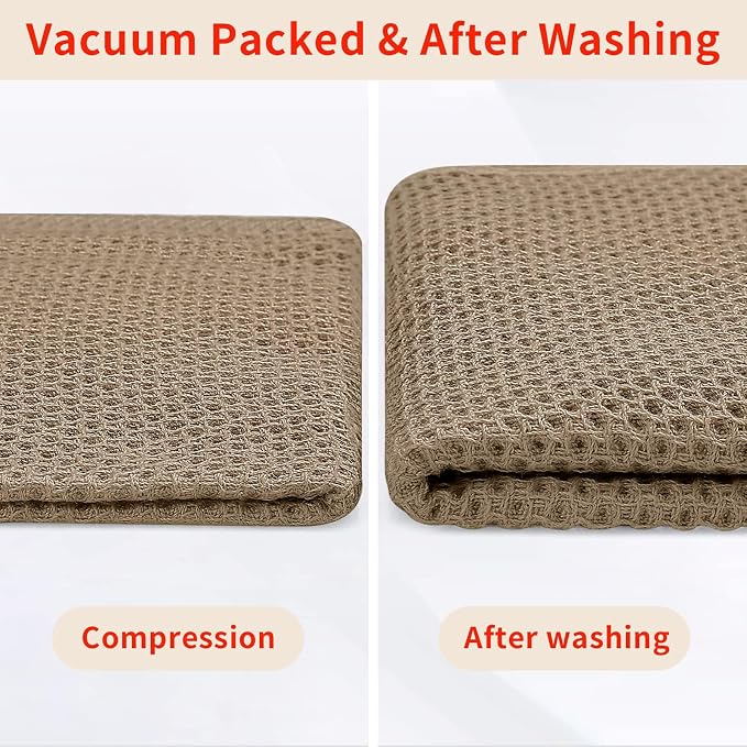 Homaxy 100% Cotton Waffle Weave Kitchen Dish Cloths 12-Pack, Tan | 12 x 12 Inches, Ultra Soft Absorbent Dish Towels, Quick Drying Dish Rags with Hanging Loop - Image 7