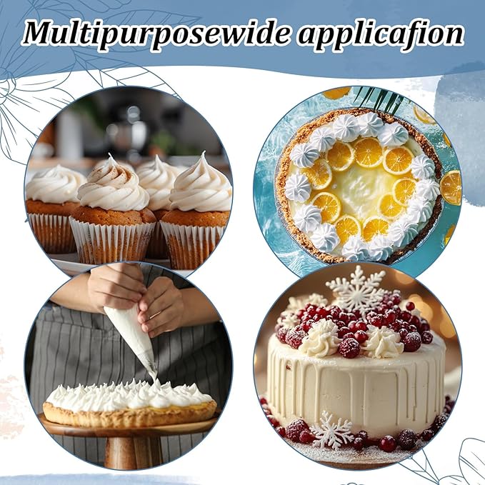 4 Pcs 24 Inch Reusable Pastry Bags Large Piping Bags Reusable Canvas Cake Decorating Bag with Plastic Coating for Frosting, Icing, Cupcakes, Cookies, White