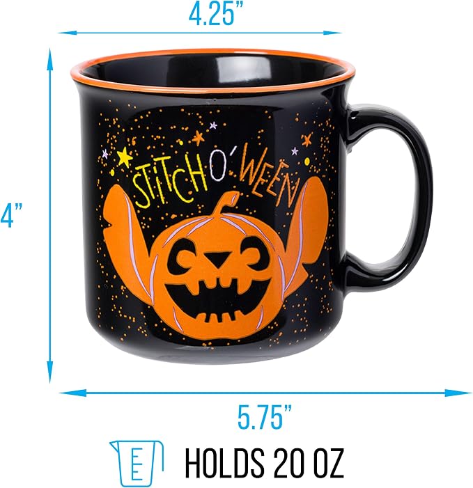Silver Buffalo Disney Lilo and Stitch Halloween, Ceramic Camper Mug, 20oz | Jack O' Lantern, Ween, 0.59 Liters - Image 2