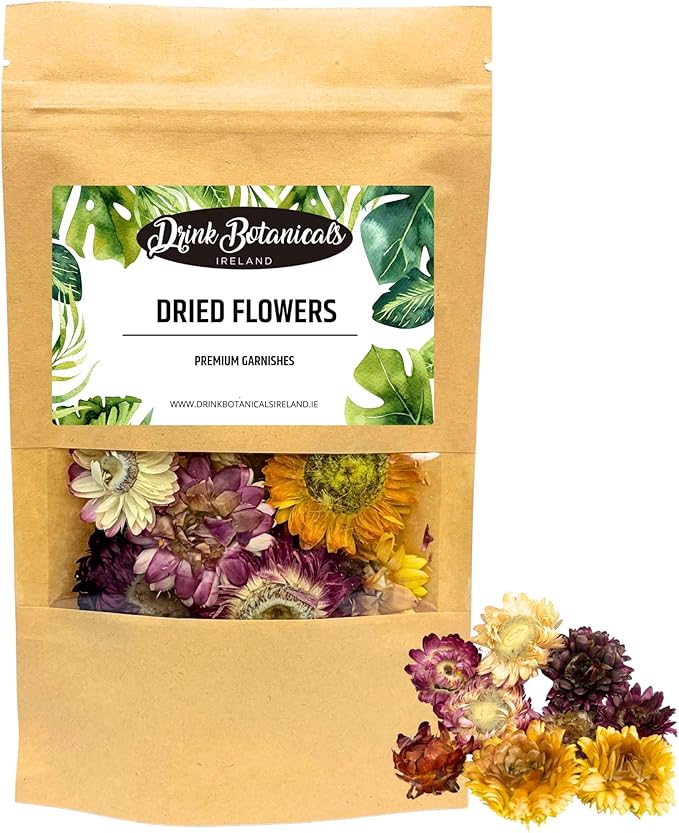 Food Grade Dried Mixed Flowers | 20+ Flowers | 100% Natural | Dried Flowers | Cocktail Toppers | for Garnishing Cocktails, Cake Decoration, Tea Infusions | 20 Grams, 0.7 oz | Drink Botanicals Ireland by DrinkBotanicalsIreland