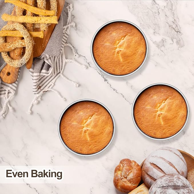 Homikit Mini Round Cake Pan Set of 3, 4 Inch Stainless Steel Small Baking Pans, Layer Smash Cake Tins for Birthday Baby Shower Wedding Party, Oven & Dishwasher Safe - Image 6