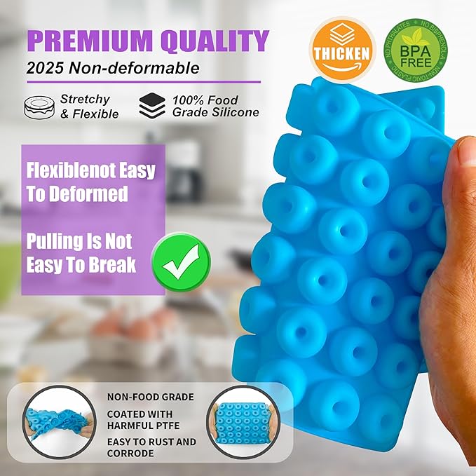 4 Pcs Silicone Gummy Candy Molds Kit with 2 Droppers | Non-Stick Large Bear/Dinosaur/Donut/gummy worm 200+ Cavities | BPA Free Chocolate Jello Molds for Kids, DIY Baking & Party Favors