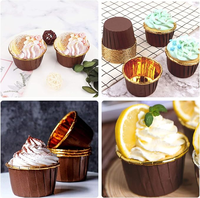 EUSOAR Cupcake Ramekins, 100pcs 3.5 oz Aluminum Foil Muffin Liners, Cupcake Liners, Aluminum Foil Baking Cups, Little Foil Holder Cups for Wedding Birthday Party - Image 4