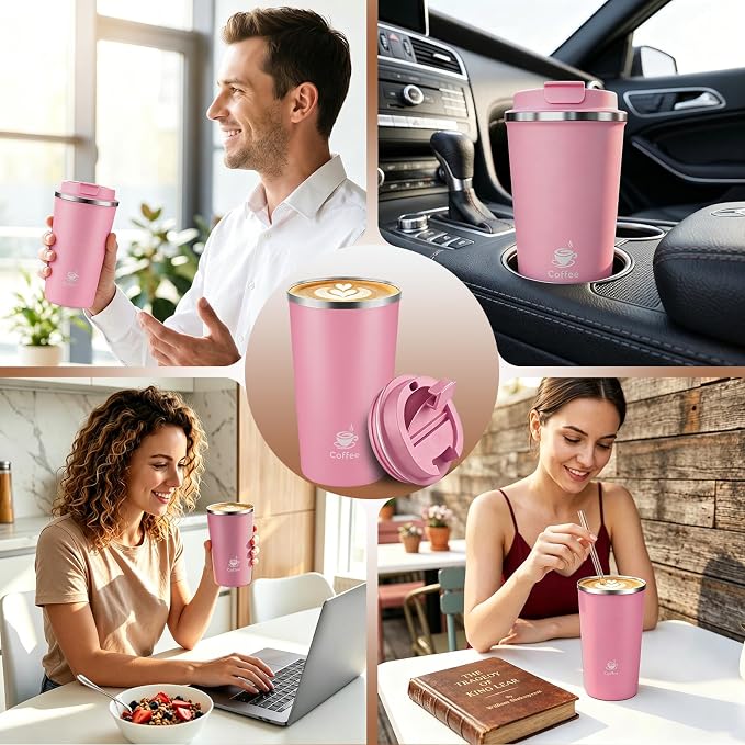 17oz Travel Coffee Mug ,Leakproof Vacuum Coffee Cup Insulated Tumbler | 304 Stainless Steel, Double-Wall Vacuum Insulated, Leakproof, Fits Hot & Cold Drinks Car Cup Holders, Travel, Office - Image 7