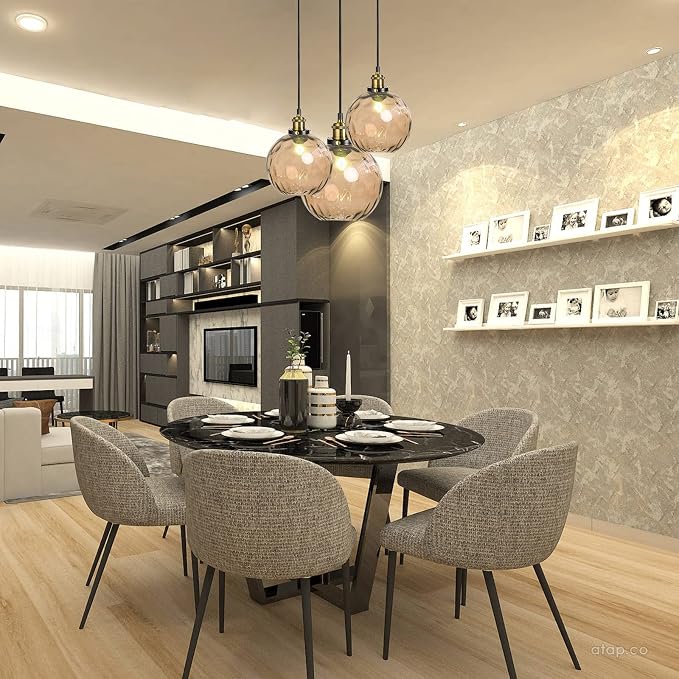 Pendant Light Shade Industrial Hanging Lights Fixtures Ceiling Outdoor Pendant Lighting for Kitchen Island Dining Room Unique Lamp in Kitchen Farmhouse Bedroom (Amber, 5.9 Inches) - Image 3