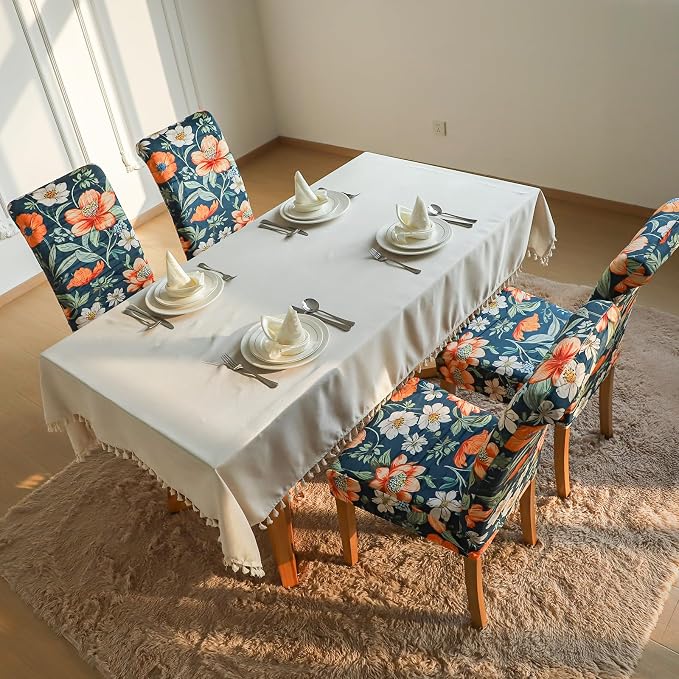 FORCHEER Chair Covers for Dining Chairs Set of 4,Velvet Beige Stretch Dining Room Chair Cover Kitchen Parsons Chair Slipcovers (Pack of 4, Velvet Foral) - Image 6
