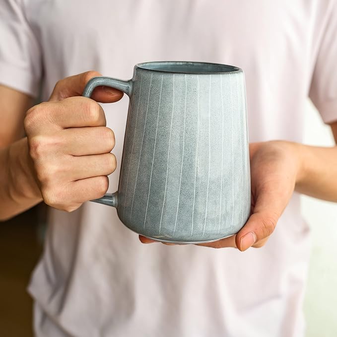 Large Ceramics Coffee Mugs,24 OZ,Large Handle Design,Extra Large Tea and Coffee Cup for Office and Home，Microwave And Dishwasher Safe(24 oz Gray) - Image 5
