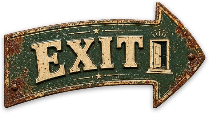 Exit Right-Pointing Arrow Sign — Die-Cut Metal Directional Wall Decor | powder-coated metal, vintage, durable print, ready to hang by MRC+Wood+Products