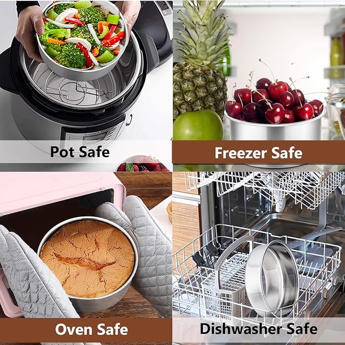 P&P CHEF Cake Pan Set for Baking, 4" + 4" + 6" + 6" Round Cake Pans Tins | 4 Pieces & 2 Sizes, Premium Stainless Steel, Ideal for Layer Tier Cakes in Birthday Wedding, Oven & Pot & Dishwasher Safe - Image 7
