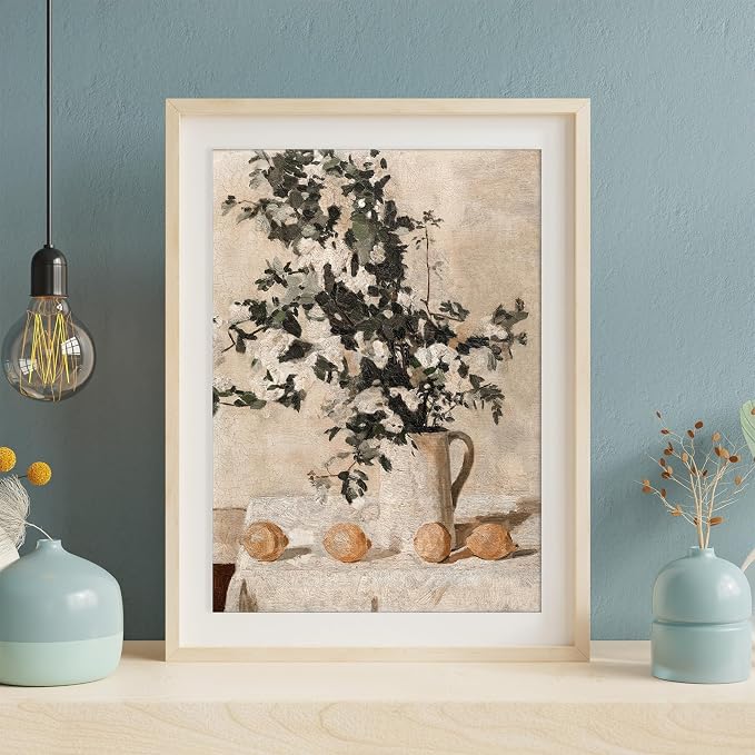 XOCUUI Vintage Wall Art Kitchen, Flowers and Lemons Pictures Painting Botanical Decor, Unframed Canvas Prints Art, Vintage Bathroom Decor, Farmhouse Wall Art for Dining Room, 12"x16" - Image 8