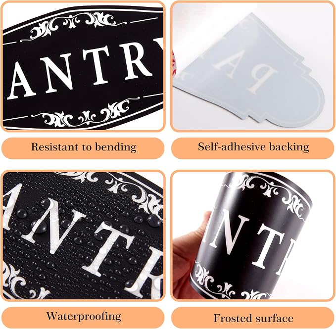 Pantry Door Sign Sticker for Kitchen, 9x3.5IN Self-adhesive Black | Farmhouse Pantry Decor for Home,Waterproof Vinyl Food Storage Decals for House Area, Glass/Wooden Door, Restaurant - Image 4