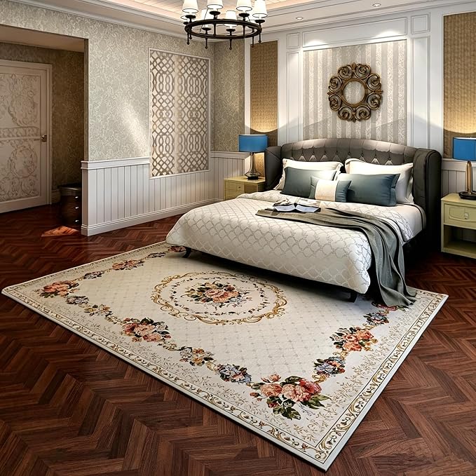 Vintage Traditional & Modern Rugs Home Decor Collection Floral Design Large Carpet for Bedroom, 55'' x 79'', Rural Flower by Ukeler